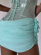 Flowering Girl Women molly Sequin chiffon Mini Dress in mint