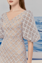 Flowering Girl Women Ciara Trumpet Bishop Sleeved Lace Midi Dress