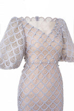 Flowering Girl Women Ciara Trumpet Bishop Sleeved Lace Midi Dress