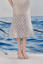Flowering Girl Women Ciara Trumpet Bishop Sleeved Lace Midi Dress