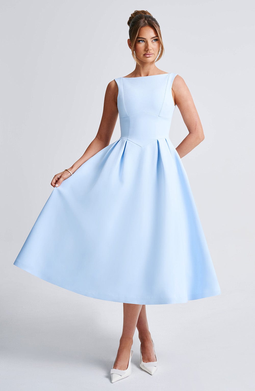 Flowering Girl Women Clarabella sleeveless Midi Dress in blue
