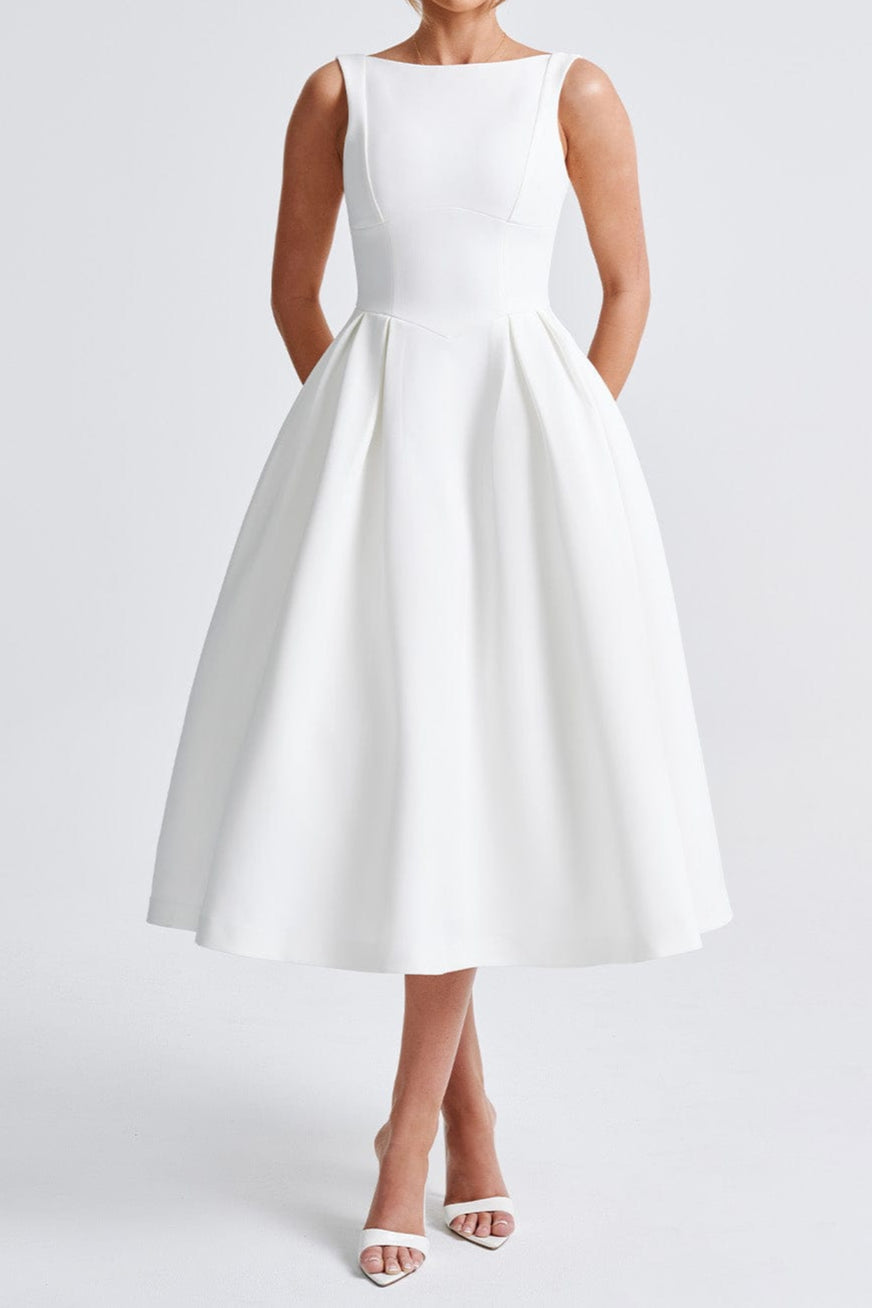 Flowering Girl Women Clarabella sleeveless Midi Dress in white