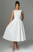 Flowering Girl Women Clarabella sleeveless Midi Dress in white