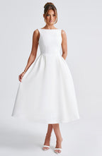 Flowering Girl Women Clarabella sleeveless Midi Dress in white
