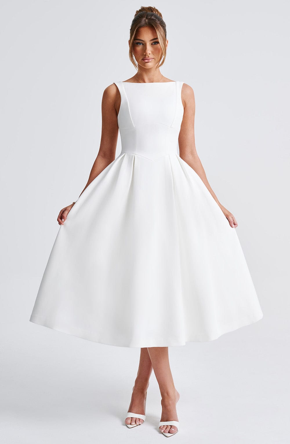 Flowering Girl Women Clarabella sleeveless Midi Dress in white