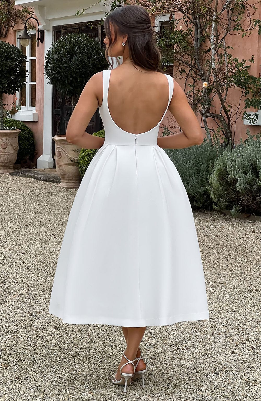 Flowering Girl Women Clarabella sleeveless Midi Dress in white
