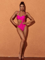 Flowering Girl Women Codi Cutout One Piece Swimsuit In Hot Pink