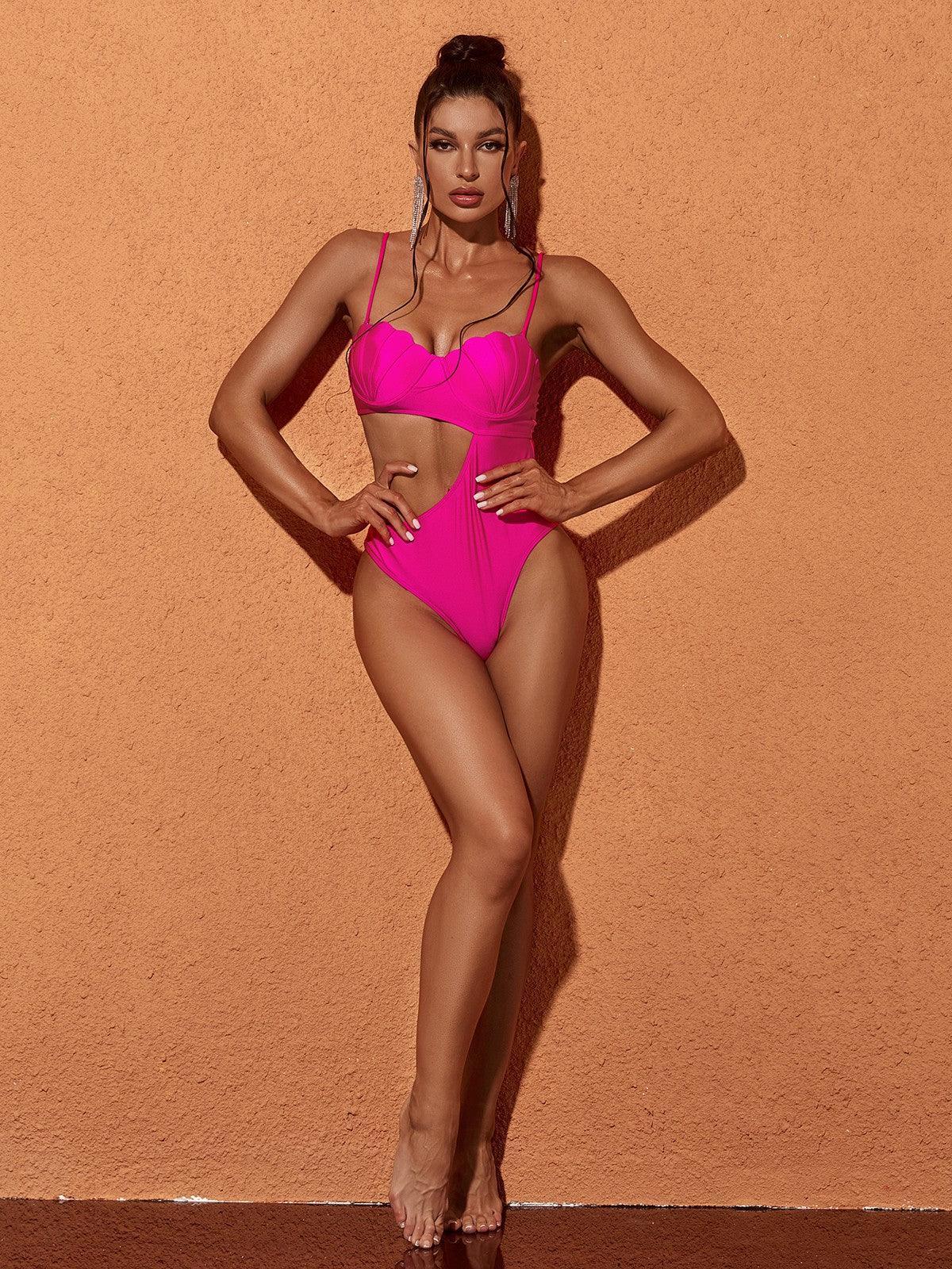 Flowering Girl Women Codi Cutout One Piece Swimsuit In Hot Pink