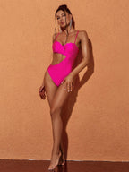 Flowering Girl Women Codi Cutout One Piece Swimsuit In Hot Pink