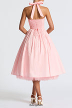 Cressida backless puffy Midi Dress - Blush