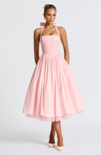 Cressida backless puffy Midi Dress - Blush