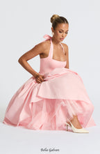 Cressida backless puffy Midi Dress - Blush