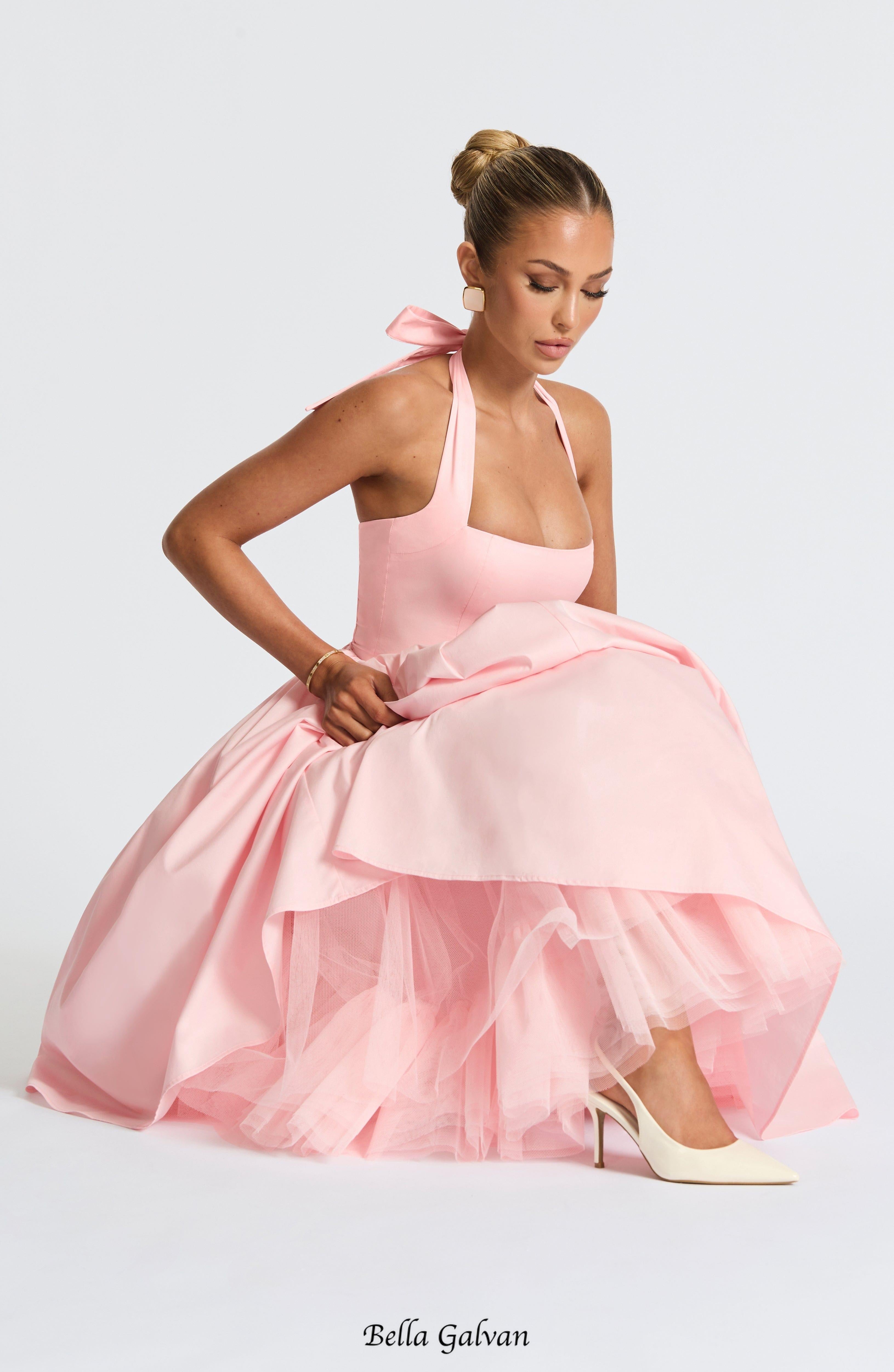 Cressida backless puffy Midi Dress - Blush