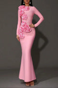 Sally 3D Flower Decorative Bandage Maxi Dress In Pink