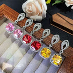 Flowering Girl Women Helen Cushion Cut Gemstone Sterling Silver Earrings
