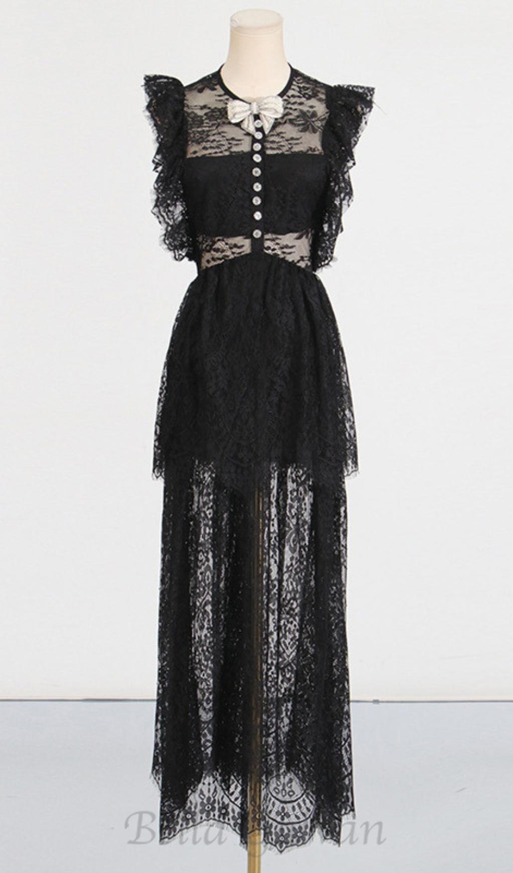 Flowering Girl Women Tiered Lace Maxi Dress