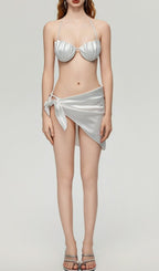 Flowering Girl Women Darrah White Pearl Three-Piece Swimsuit