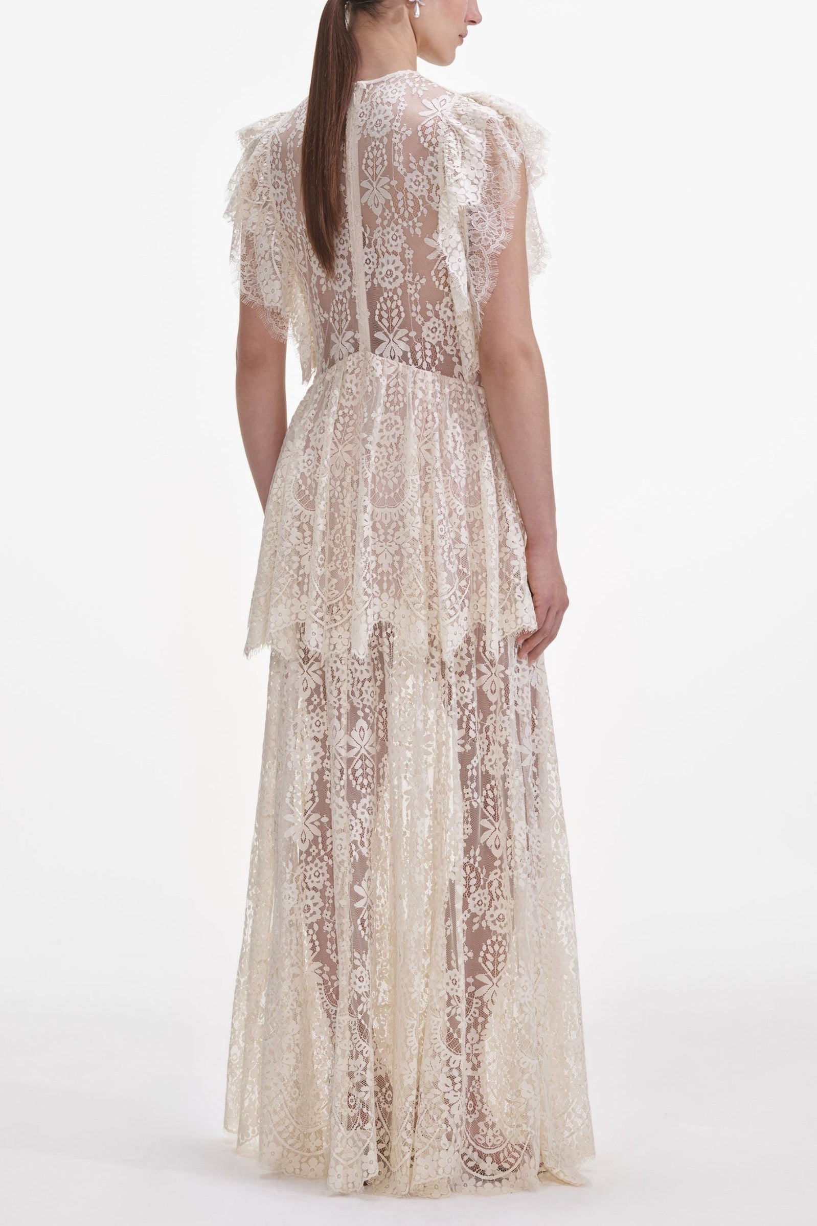 Flowering Girl Women Tiered Lace Maxi Dress