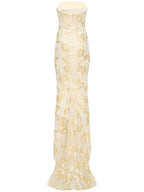 Flowering Girl Women Embroidered Strapless Gown In Apricot