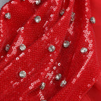 Flowering Girl Women Elma One-Shoulder Crystal Detail High Slit Maxi Dress In Red
