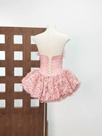 Strapless Petal Floral Corset A Line Dress