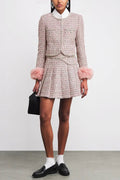 Rosemary Pink Bouclé Fur-Trim Jacket