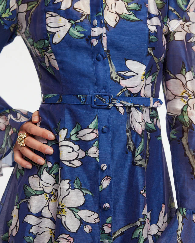 floral print Butterfly Sleeve maxi Dress - Midnight blue