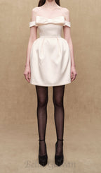 Flowering Girl Women bow mini dress in beige