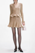 Alisa Gold Lurex Peplum Knit Mini Dress