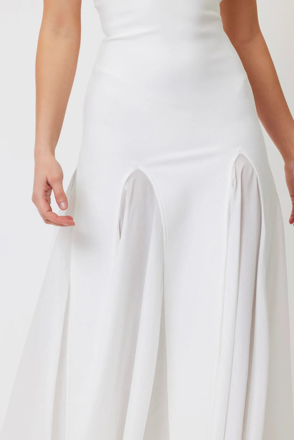 Flowering Girl Women pleated trim strapless maxi dress in white
