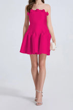 Flowering Girl Women Tina flower strapless mini Dress in rose red