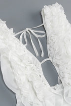 charlotte Pleat Ruffle Maxi Dress in white