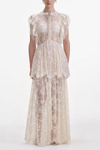 Flowering Girl Women Tiered Lace Maxi Dress