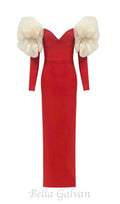 Flowering Girl Women off-shoulder bandage maxi dress in red