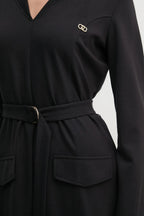 Flowering Girl Women Ribbed V-neck mini dress in black