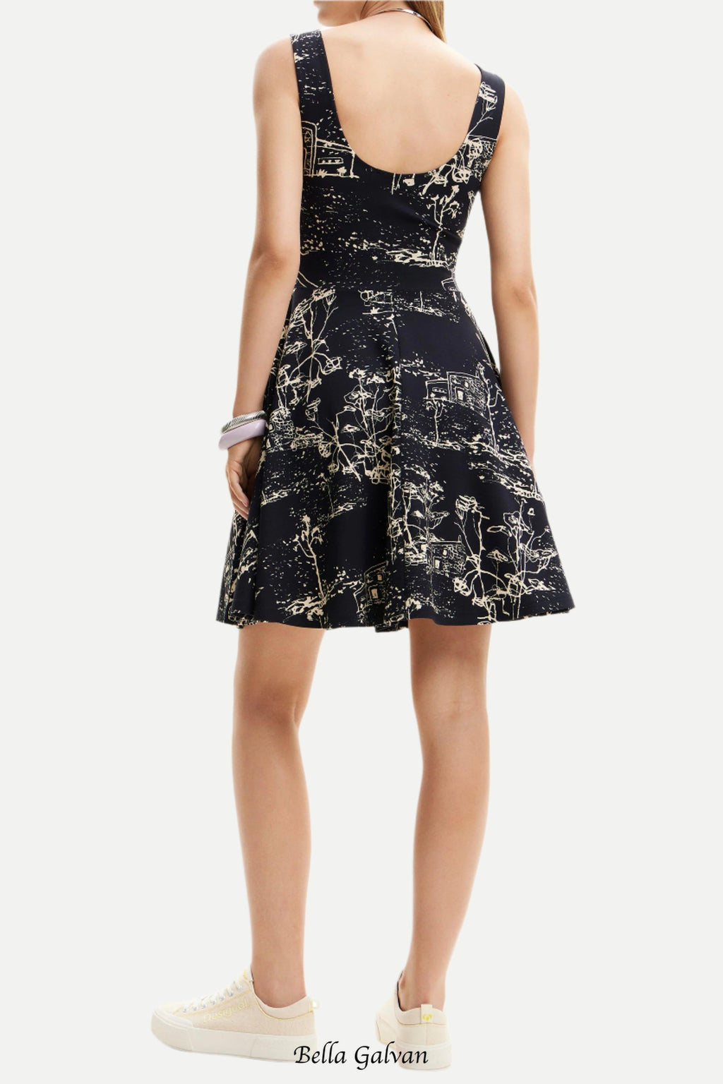 Flowering Girl Women Strappy Skater mini Dress in black