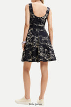 Flowering Girl Women Strappy Skater mini Dress in black