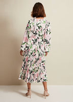 Flowering Girl Women multi-coloured penny floral pleat midi dress