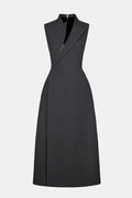 Flowering Girl Women asymmetric collar blazer midi dress in grey