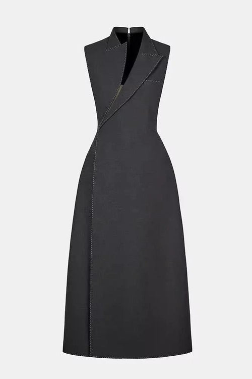 Flowering Girl Women asymmetric collar blazer midi dress in grey
