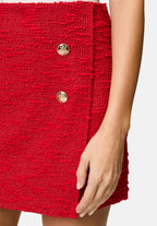 Plain jacket skirt set in red