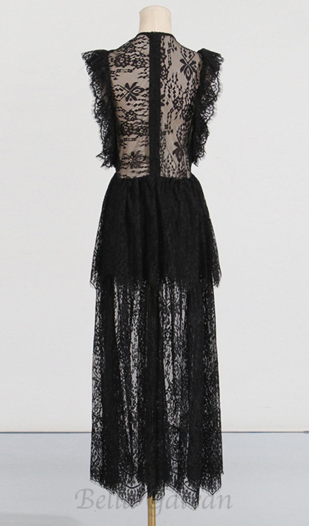 Flowering Girl Women Tiered Lace Maxi Dress