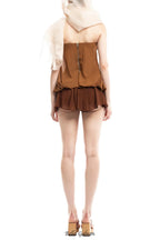 brown 3d Butterfly Fishbone Tunic Top Mini skirt Set
