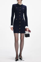 clementine Navy Viscose Knit Mini Dress