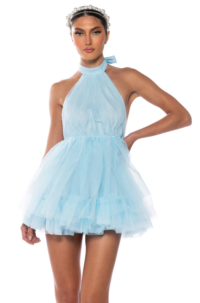 Flowering Girl Women Darling Diva Tulle Halter Mini Dress