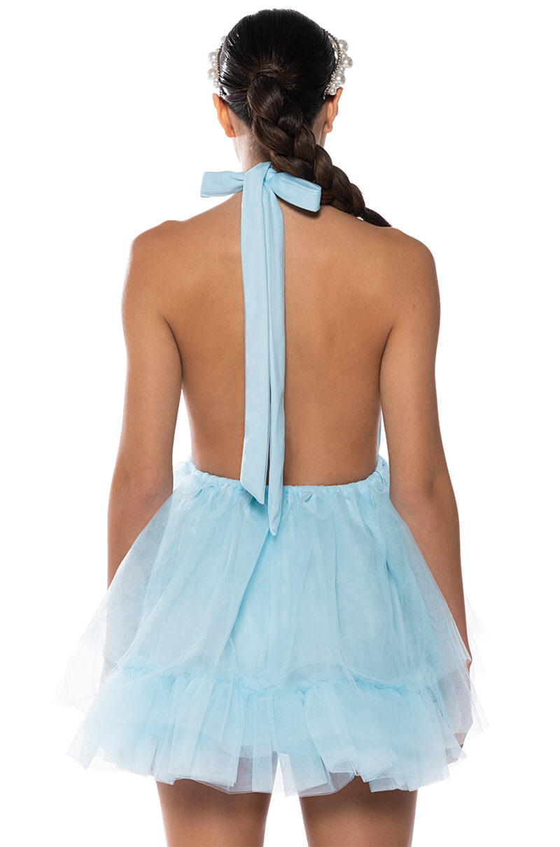 Flowering Girl Women Darling Diva Tulle Halter Mini Dress