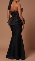 Flowering Girl Women cedrica strapless mesh maxi bandage dress in black