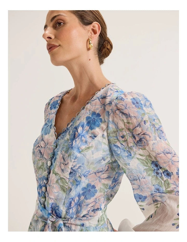 Flowering Girl Women Chelsea Floral print Mini Dress in Ivory