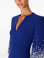 Flowering Girl Women biela v-neck crystal-embellished midi dress in blue