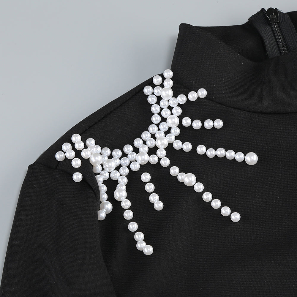 Flowering Girl Women Camille pearl-embellished mini dress in black